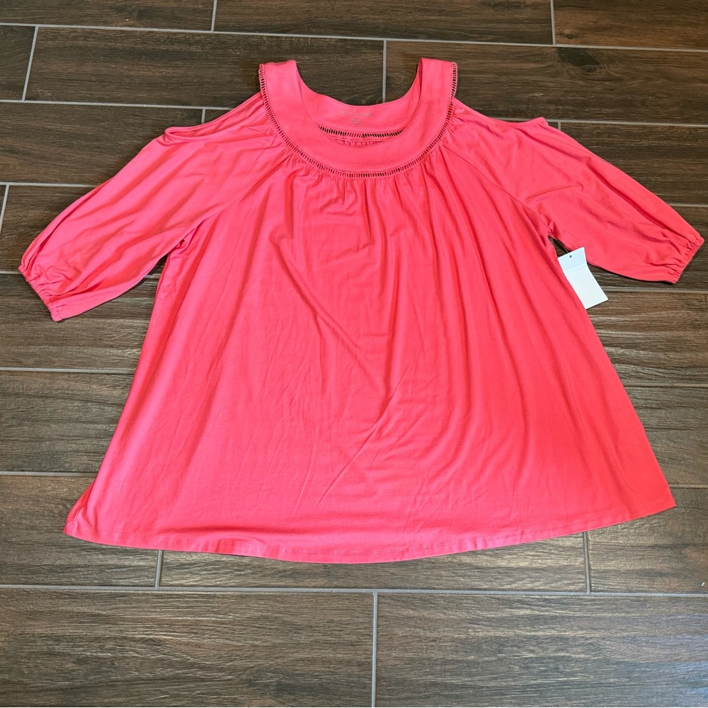 Jessica London Cold Shoulder Top Size 18/20 Coral New